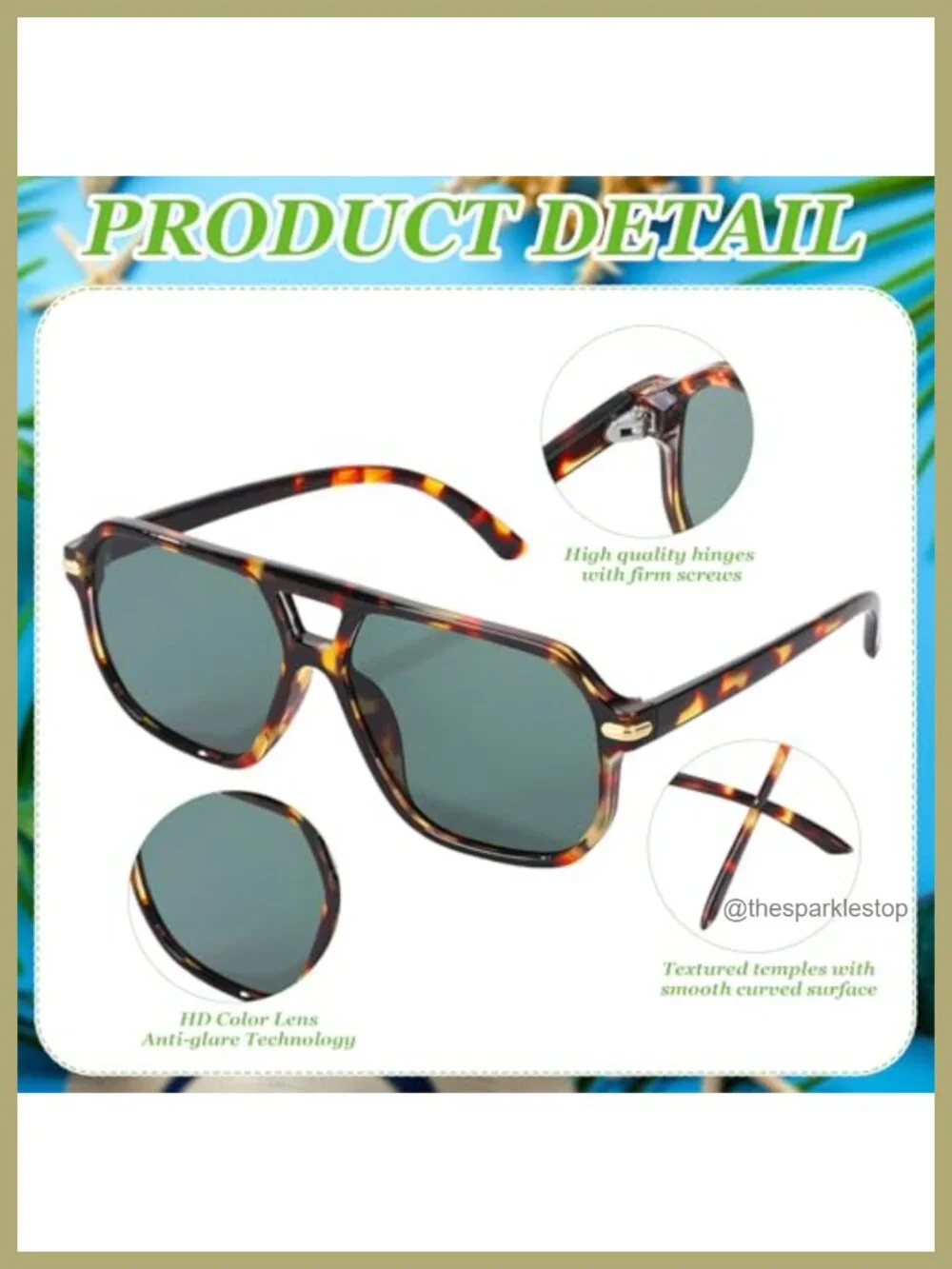 Oversized Square Sunglasses Retro Unisex UV400 Protection 4 Pack